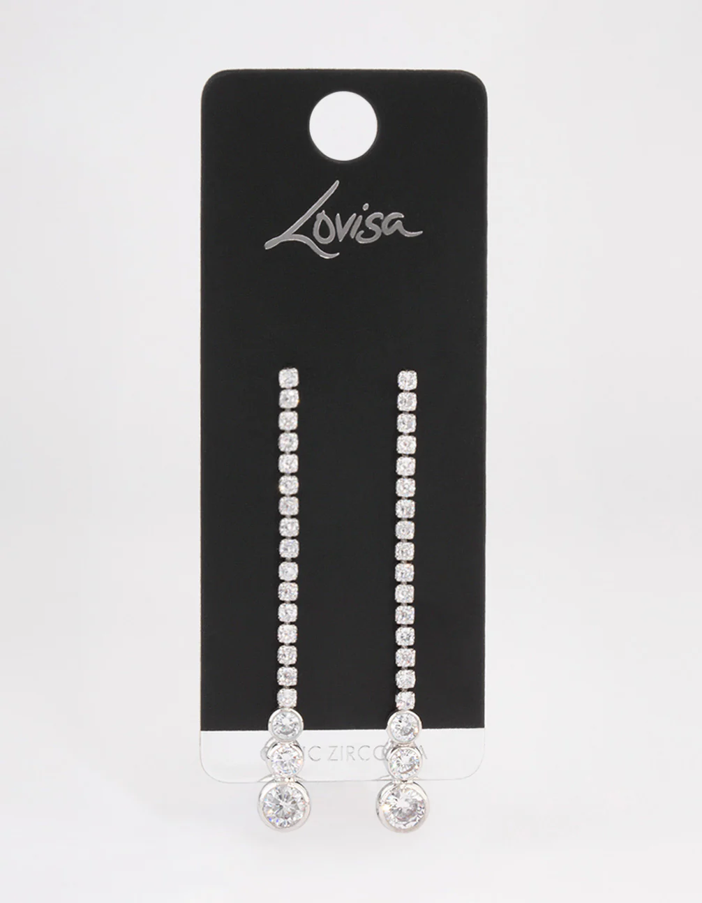 Silver Cupchain Cubic Zirconia Drop Earrings - Image 3