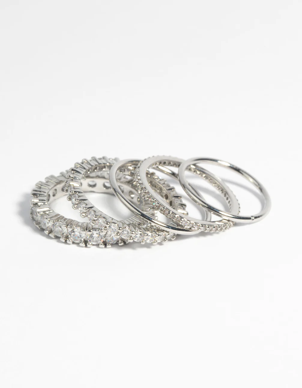 Silver Plated Cubic Zirconia Stack Ring - Image 4