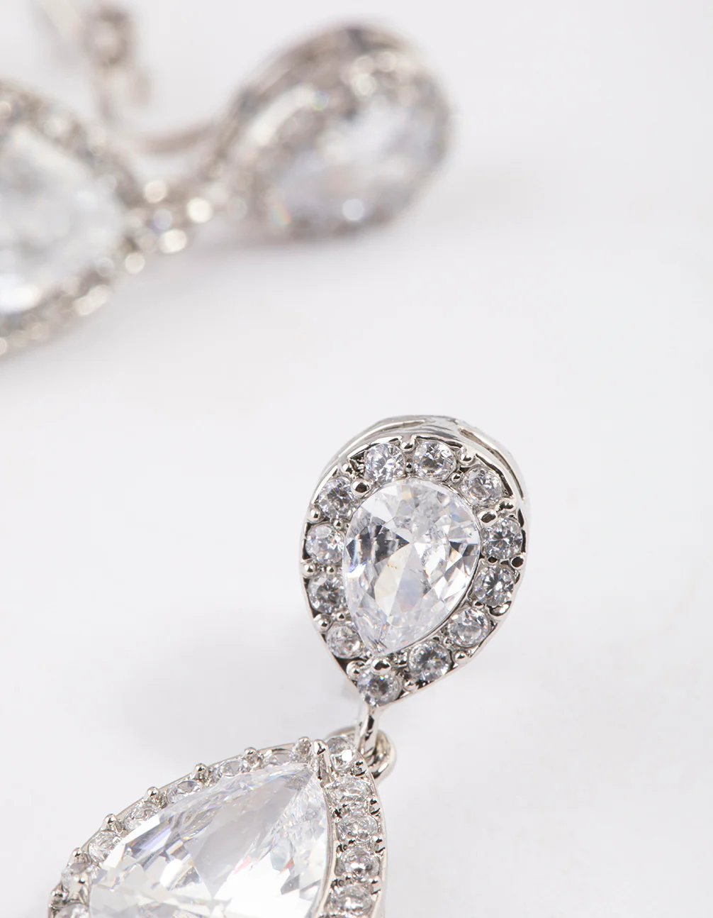 Silver Cubic Zirconia Angelina Drop Earrings - Image 2