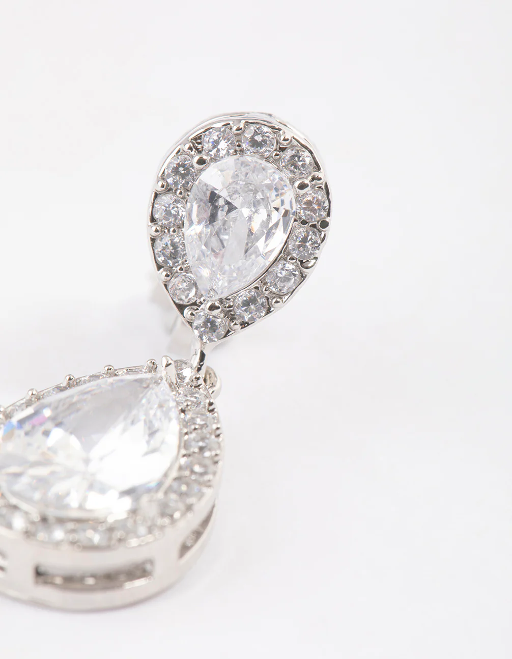 Silver Cubic Zirconia Angelina Drop Earrings - Image 3