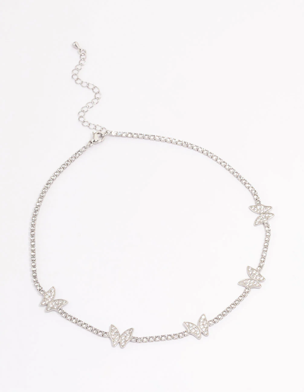Silver Cubic Zirconia Butterfly Choker - Image 2