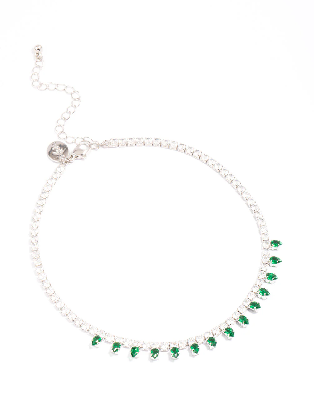 Silver Cubic Zirconia Cup Chain Teardrop Choker - Image 2