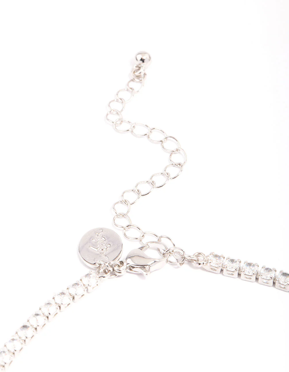 Silver Cubic Zirconia Cup Chain Teardrop Choker - Image 3