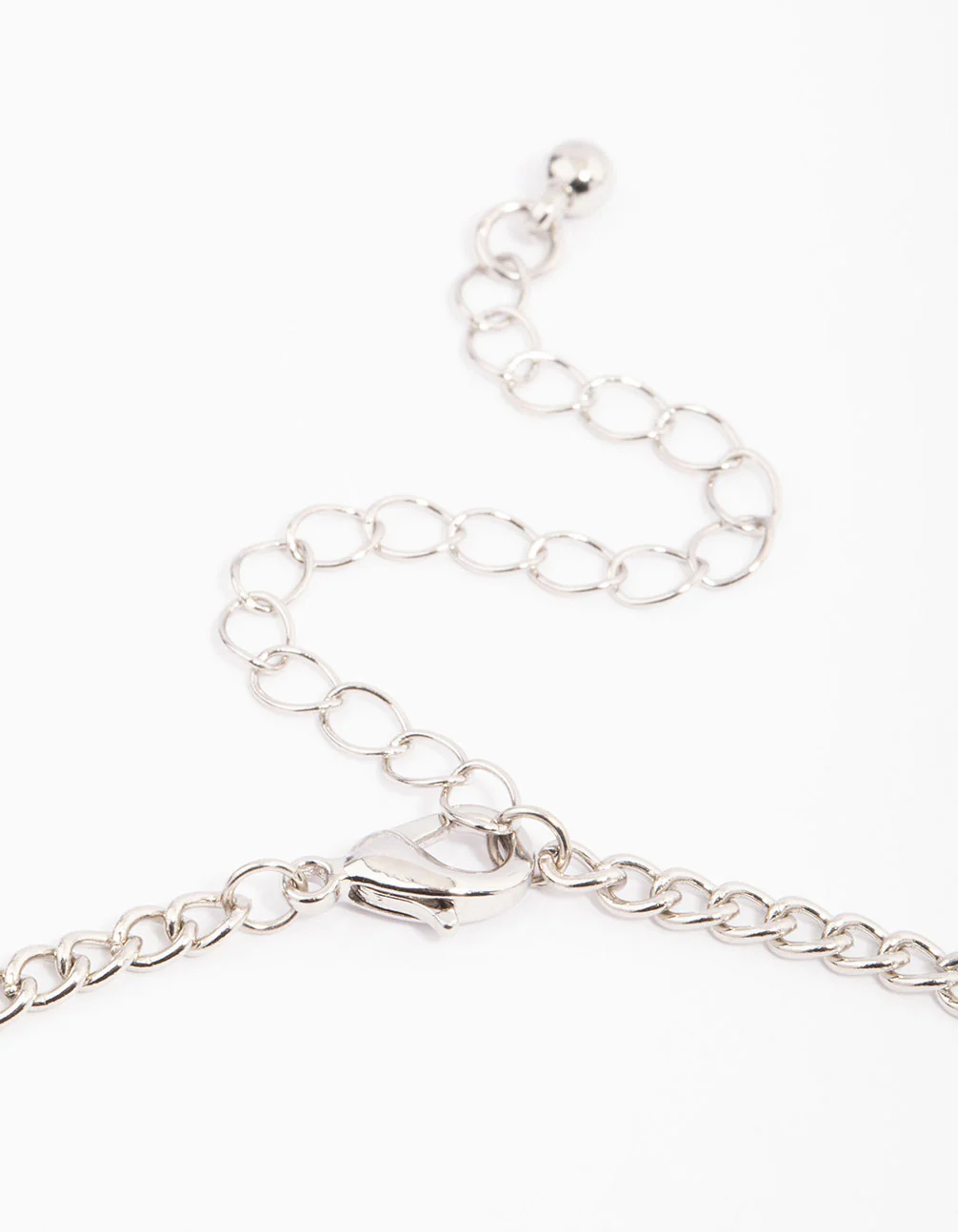 Silver Cubic Zirconia Floral Teardrop Y-Shape Necklace - Image 3