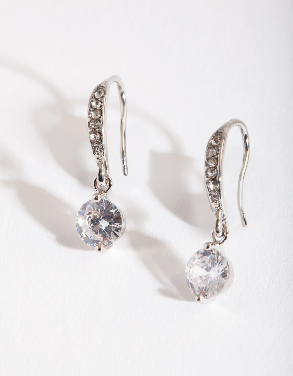 Silver Cubic Zirconia Drop Earrings - Image 2