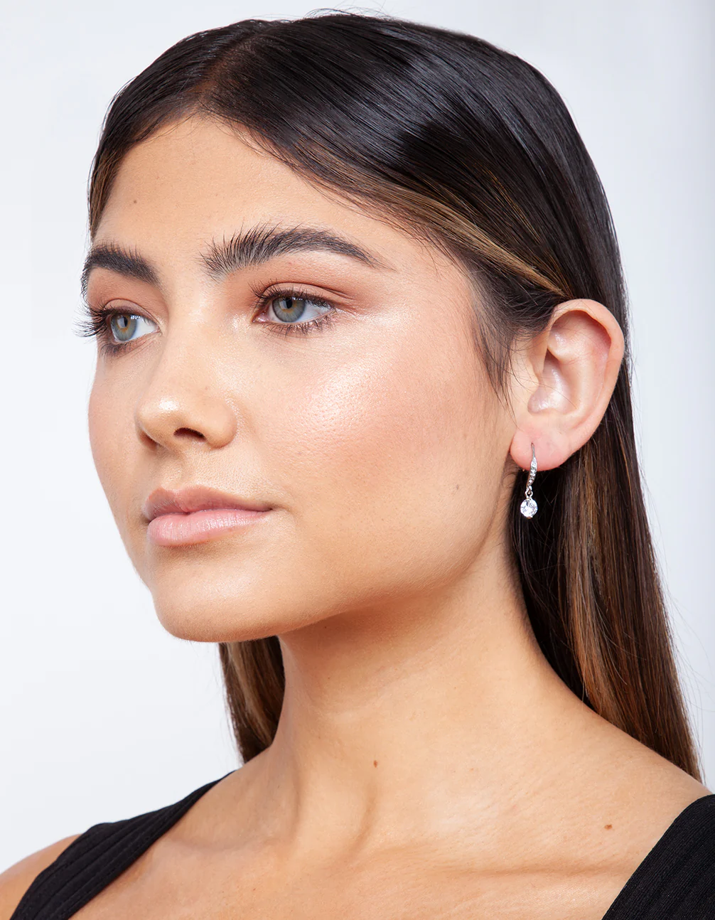Silver Cubic Zirconia Drop Earrings - Image 3