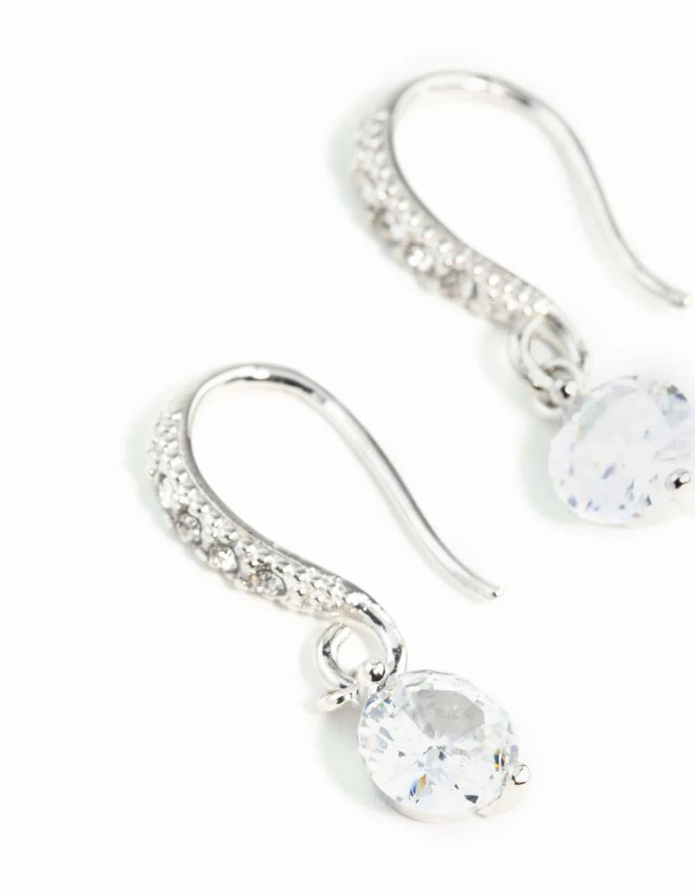 Silver Cubic Zirconia Drop Earrings - Image 4