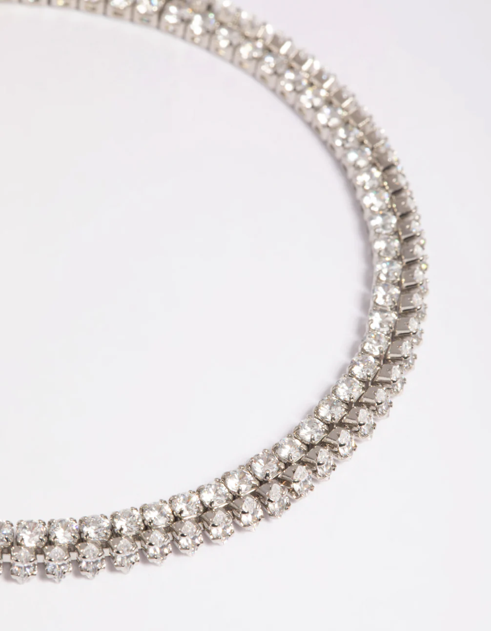 Silver Cubic Zirconia Layered Tennis Bracelet - Image 3