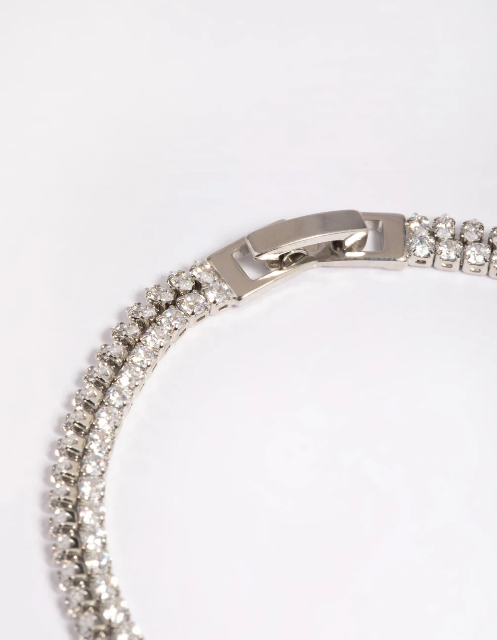 Silver Cubic Zirconia Layered Tennis Bracelet - Image 4