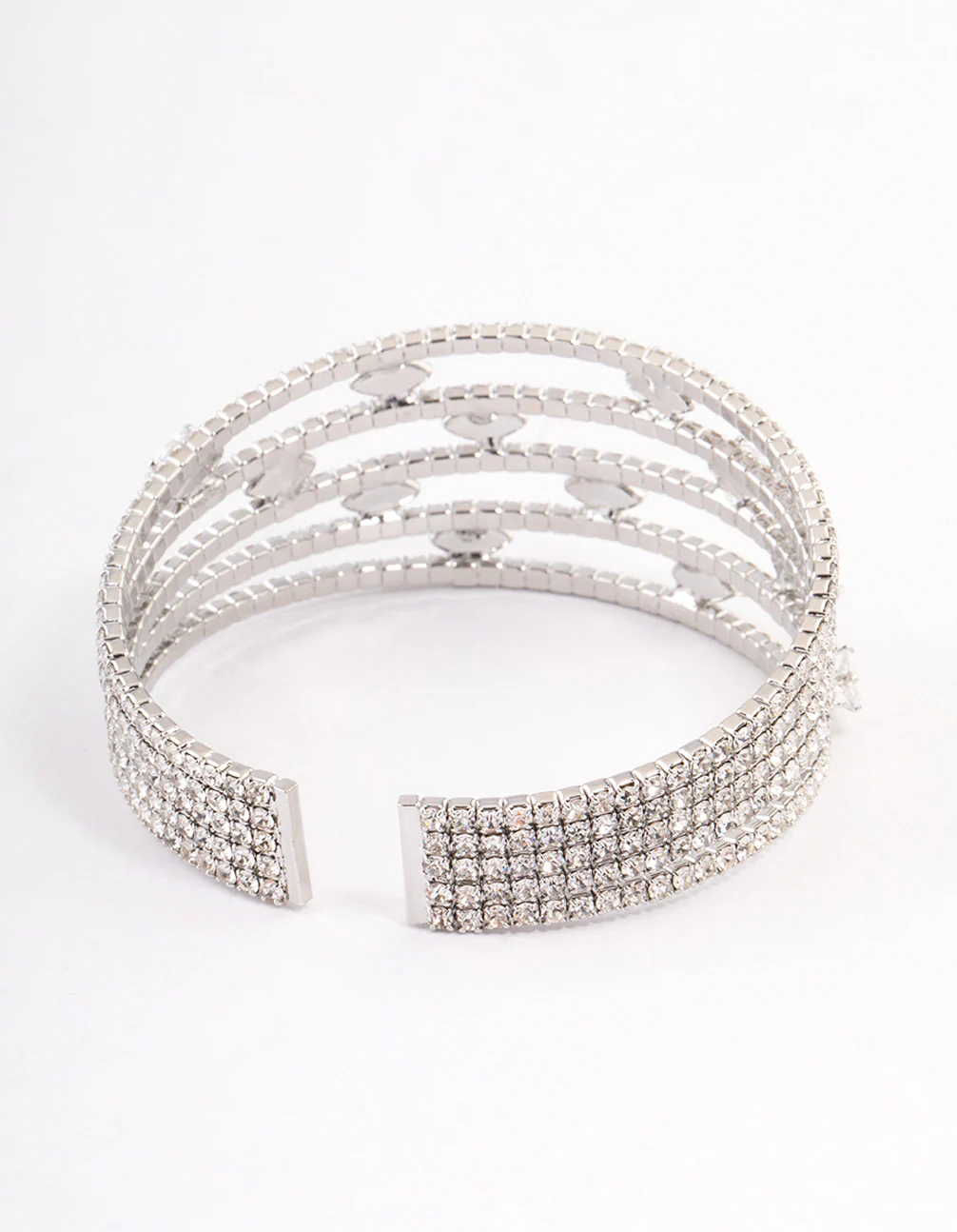 Silver Cubic Zirconia Marquise Cupchain Bangle - Image 2