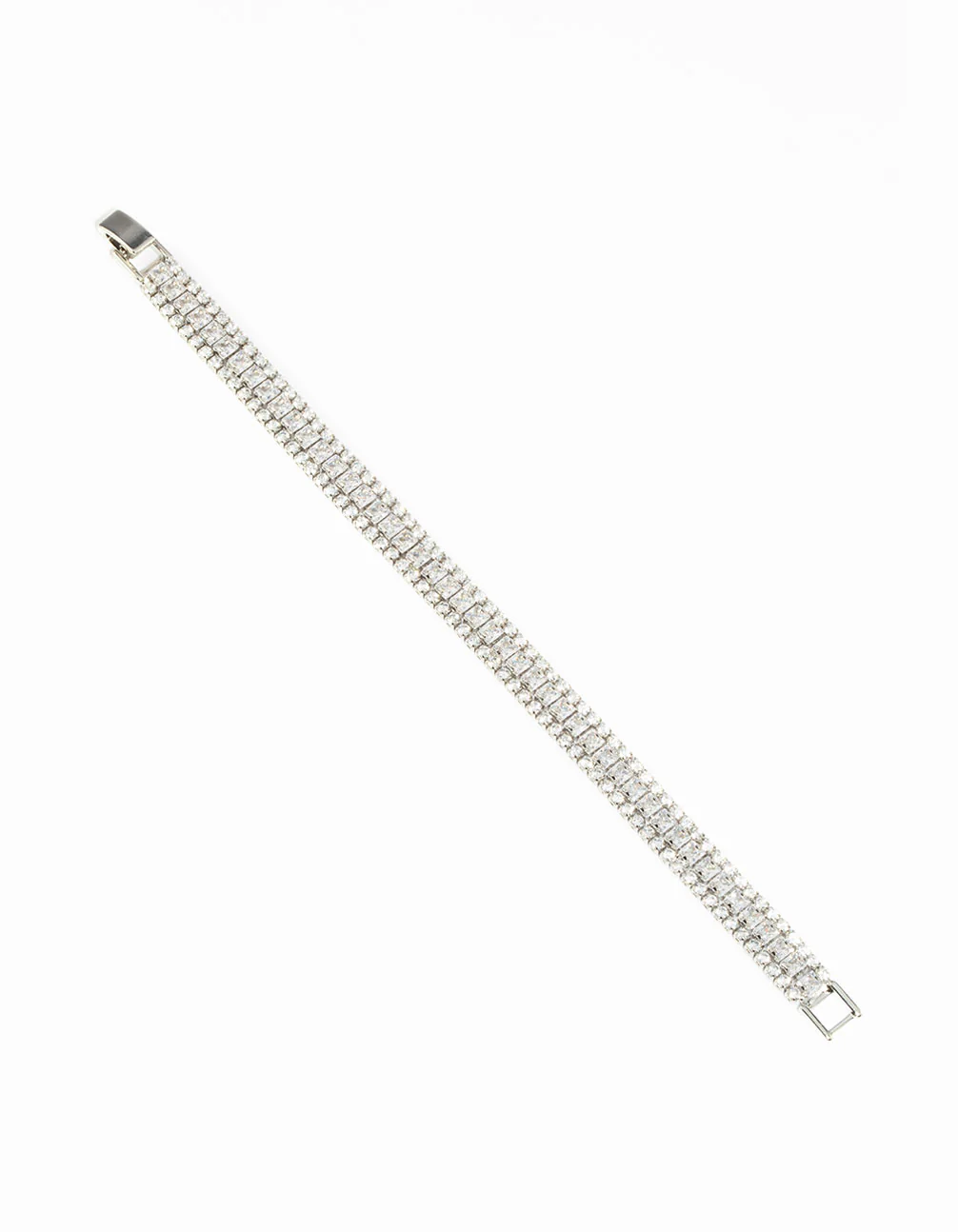 Silver Cubic Zirconia Wide Bracelet - Image 3