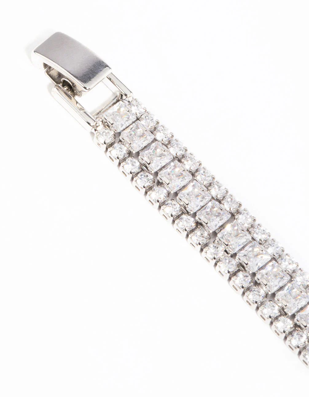 Silver Cubic Zirconia Wide Bracelet - Image 4