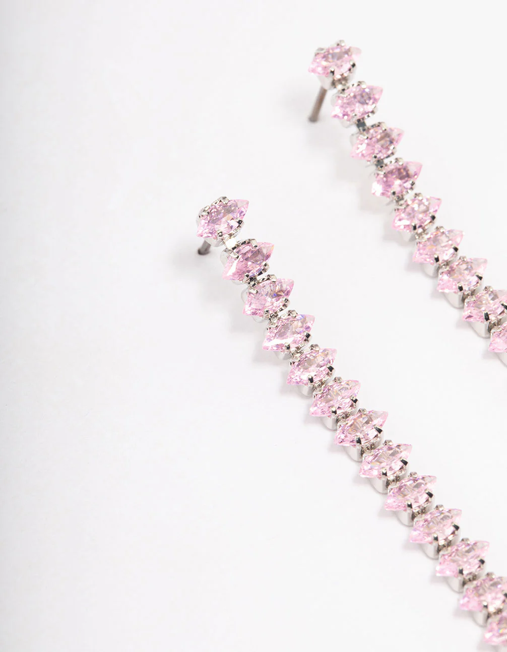 Silver Cubic Zirconia Marquise Square Drop Earrings - Image 2