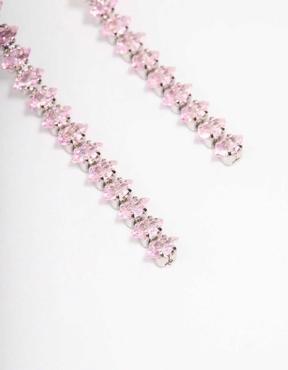 Silver Cubic Zirconia Marquise Square Drop Earrings - Image 3
