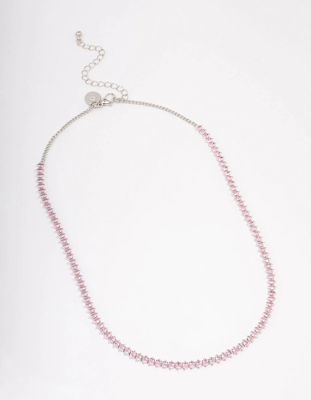 Silver Cubic Zirconia Mixed Marquise Snake Necklace - Image 2