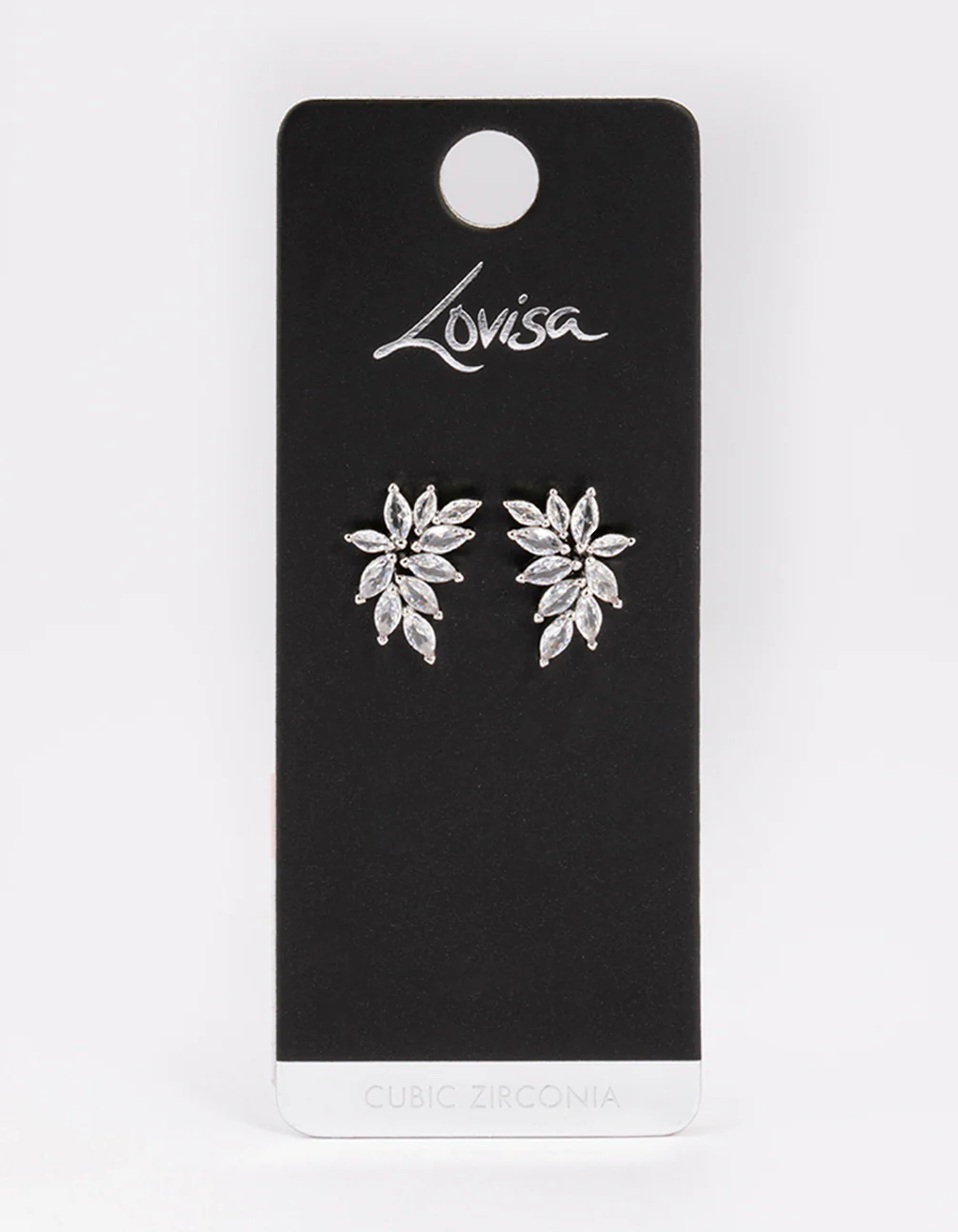 Silver Cubic Zirconia Navette Mini Stud Earrings - Image 7
