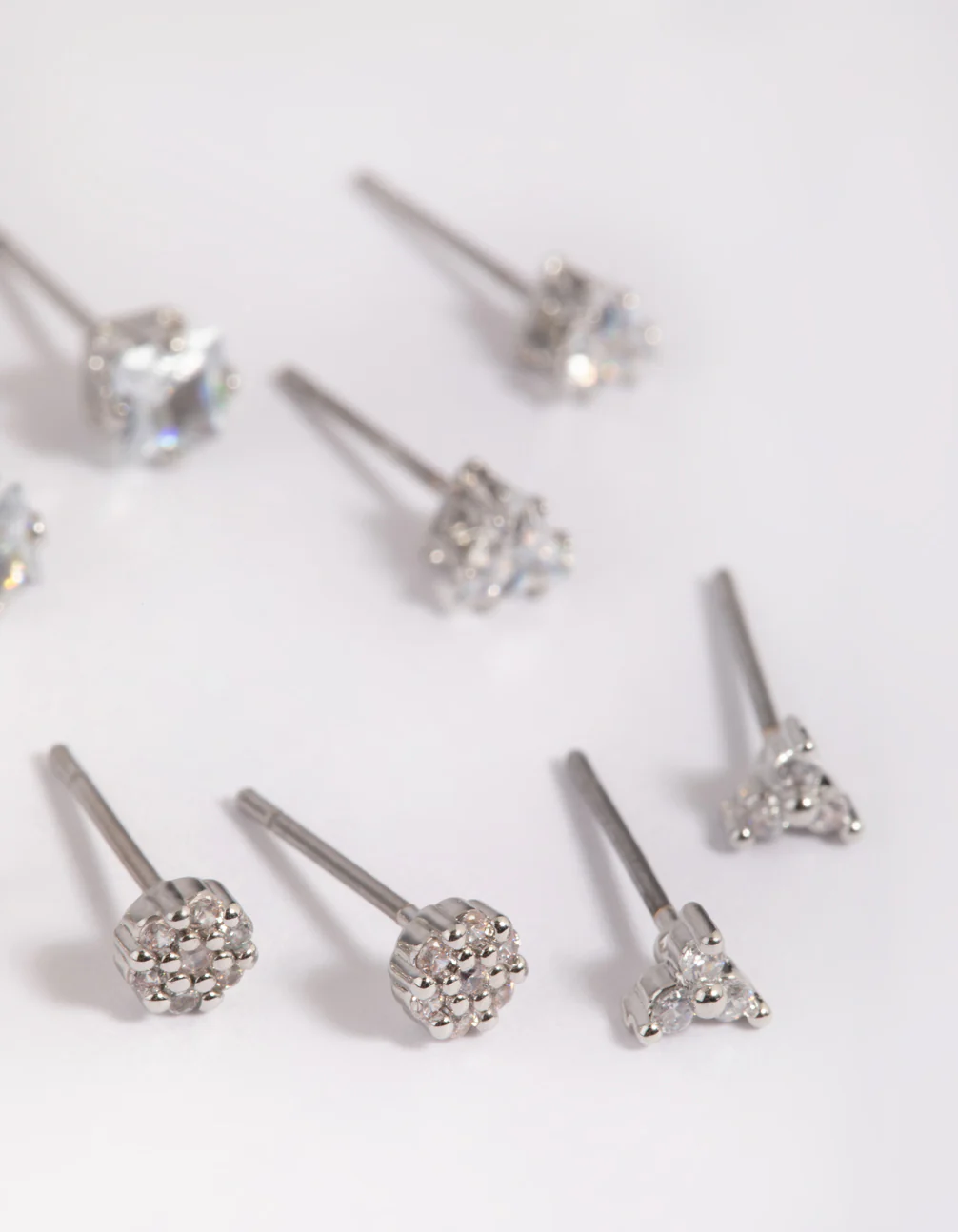 Silver Cubic Zirconia Pave Stud Earring 6-Pack - Image 3
