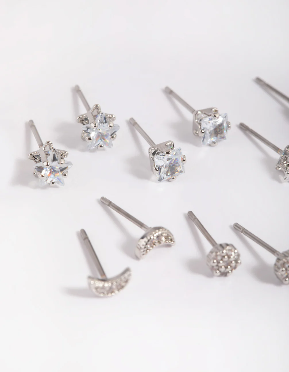 Silver Cubic Zirconia Pave Stud Earring 6-Pack - Image 4