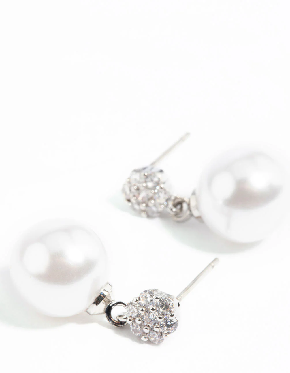 Silver Cubic Zirconia Pearl Drop Earrings - Image 4