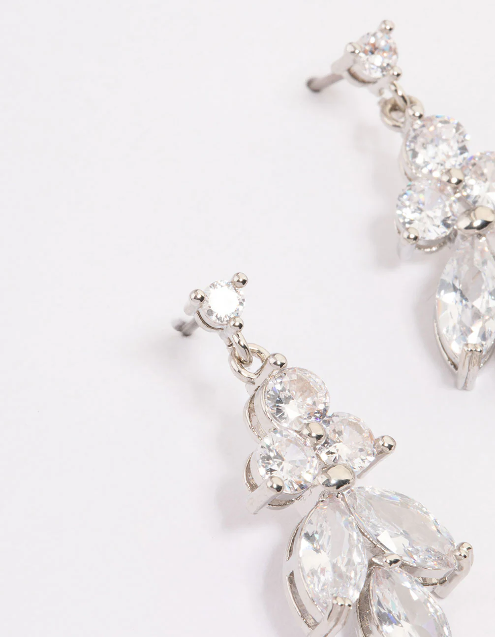 Silver Cubic Zirconia Pearl Drop Earrings - Image 2