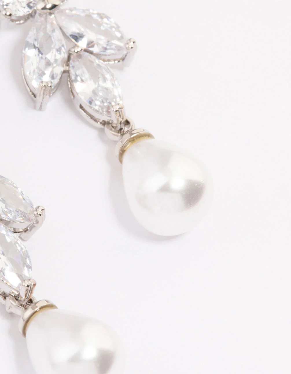 Silver Cubic Zirconia Pearl Drop Earrings - Image 3