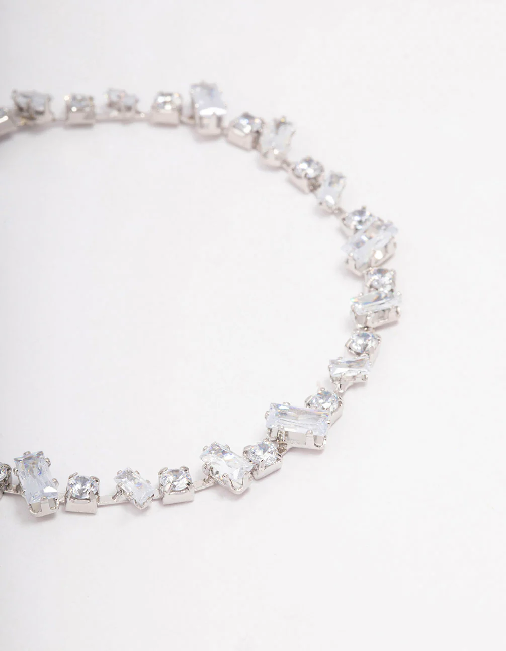 Silver Cubic Zirconia Rectangle & Square Stone Bracelet - Image 2