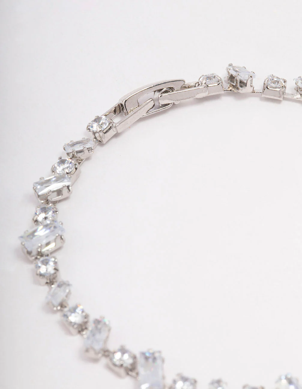 Silver Cubic Zirconia Rectangle & Square Stone Bracelet - Image 3