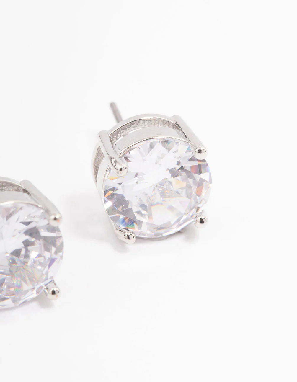 Silver Cubic Zirconia Round Statement Stud Earrings - Image 2