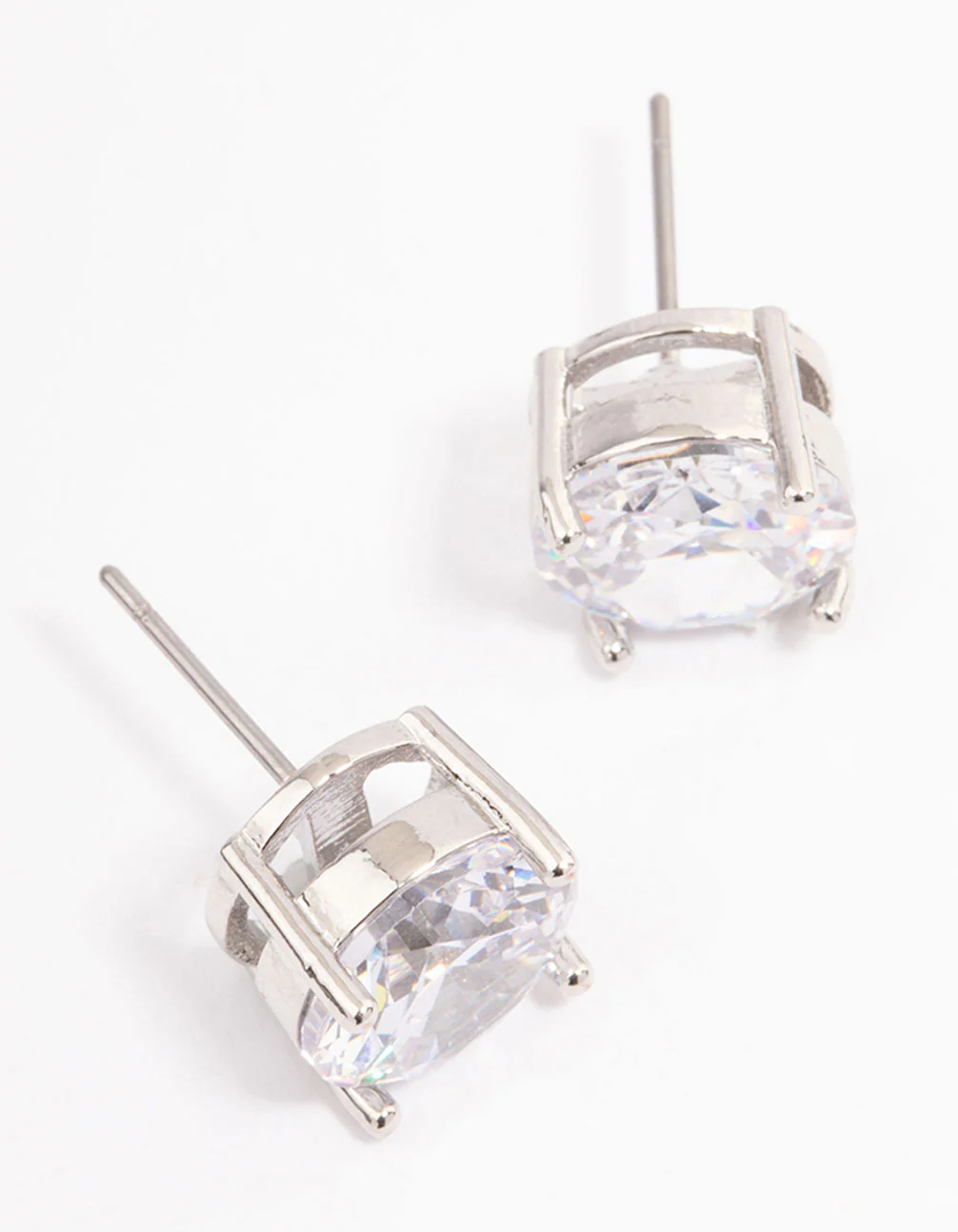 Silver Cubic Zirconia Round Statement Stud Earrings - Image 3