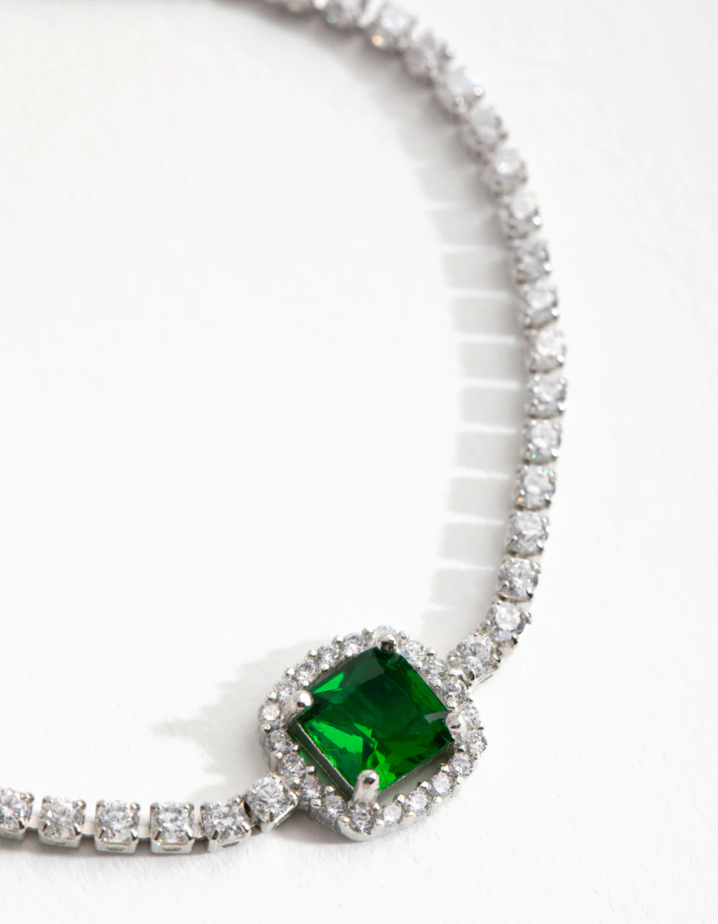 Silver Cubic Zirconia Square Halo Toggle Tennis Bracelet - Image 2