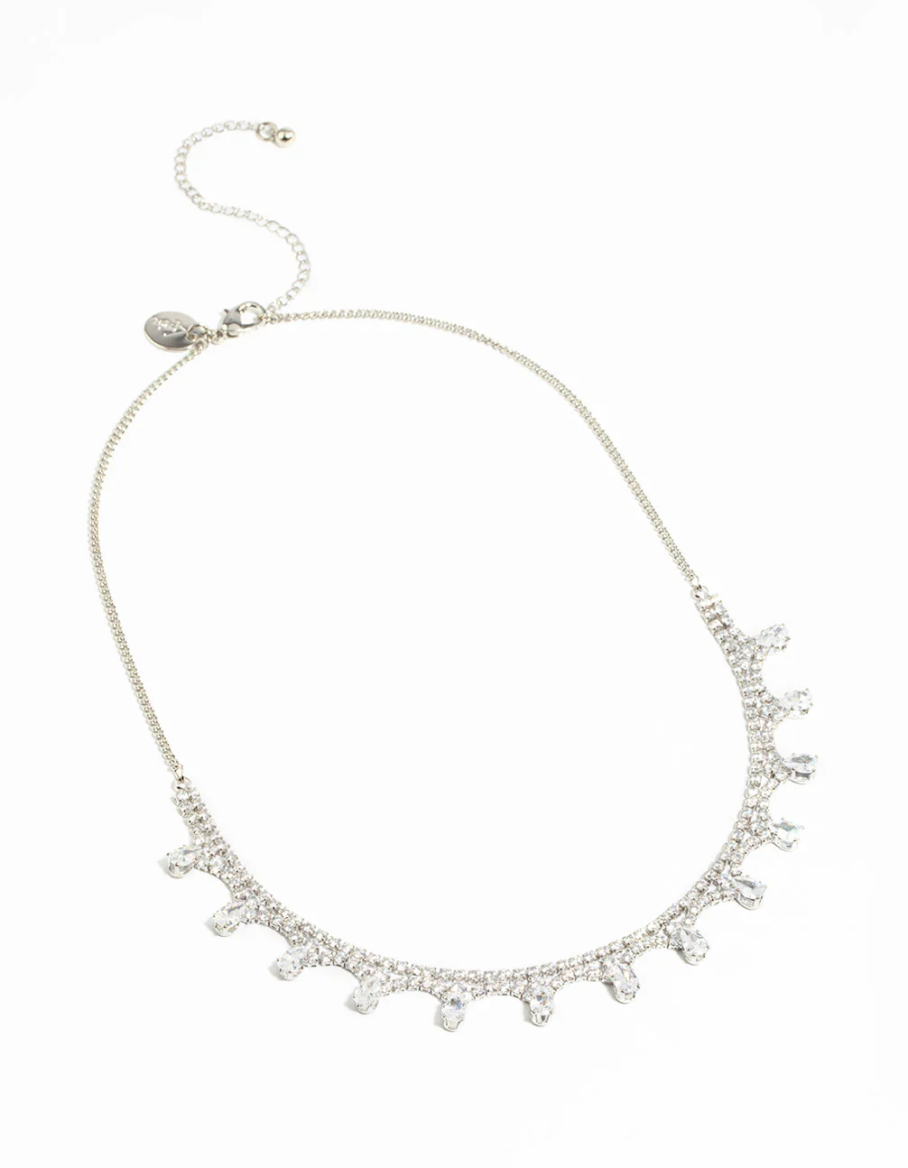 Silver Cubic Zirconia Droplet Necklace - Image 3