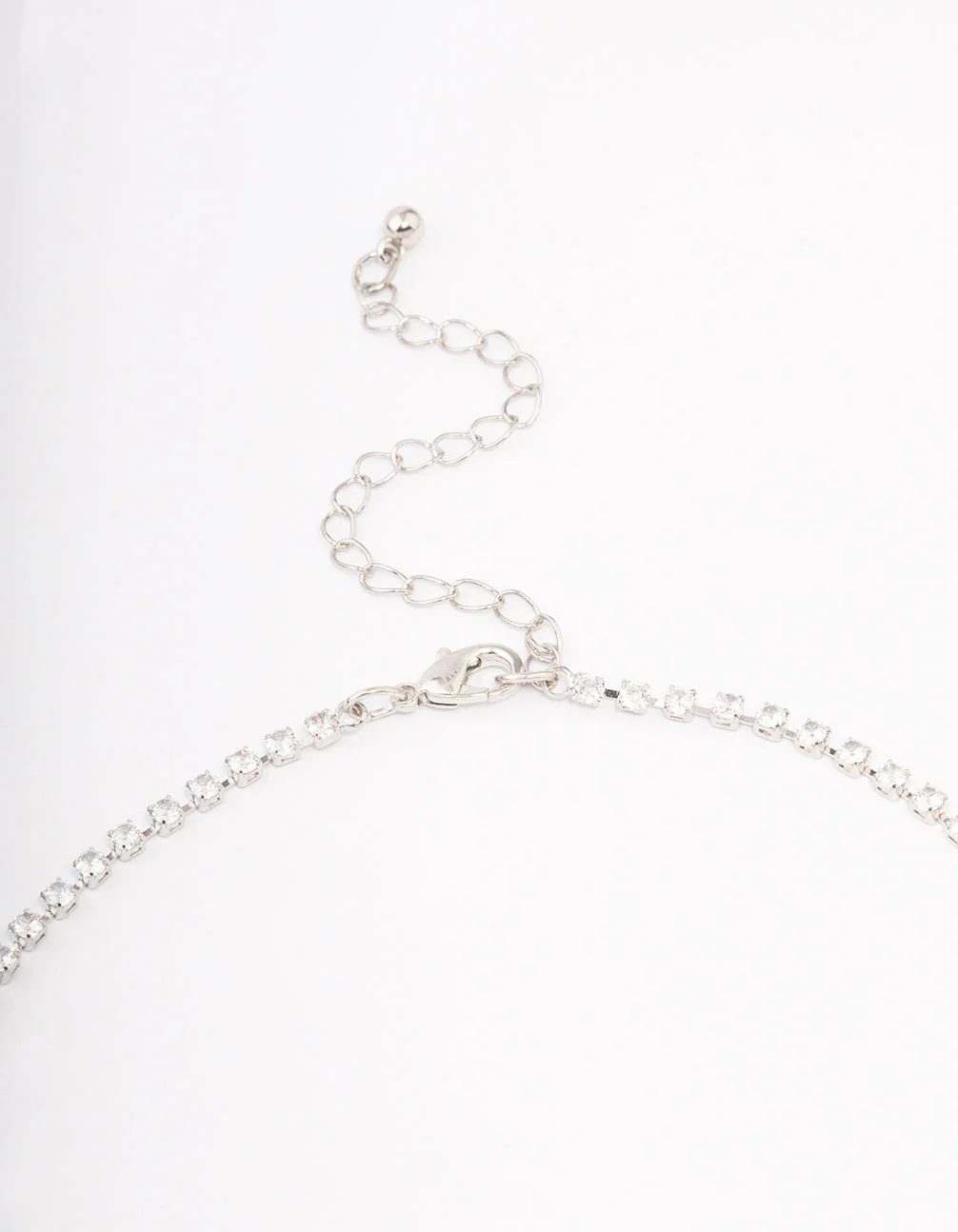 Silver Cubic Zirconia Statement Diamond Earrings & Necklace Set - Image 3