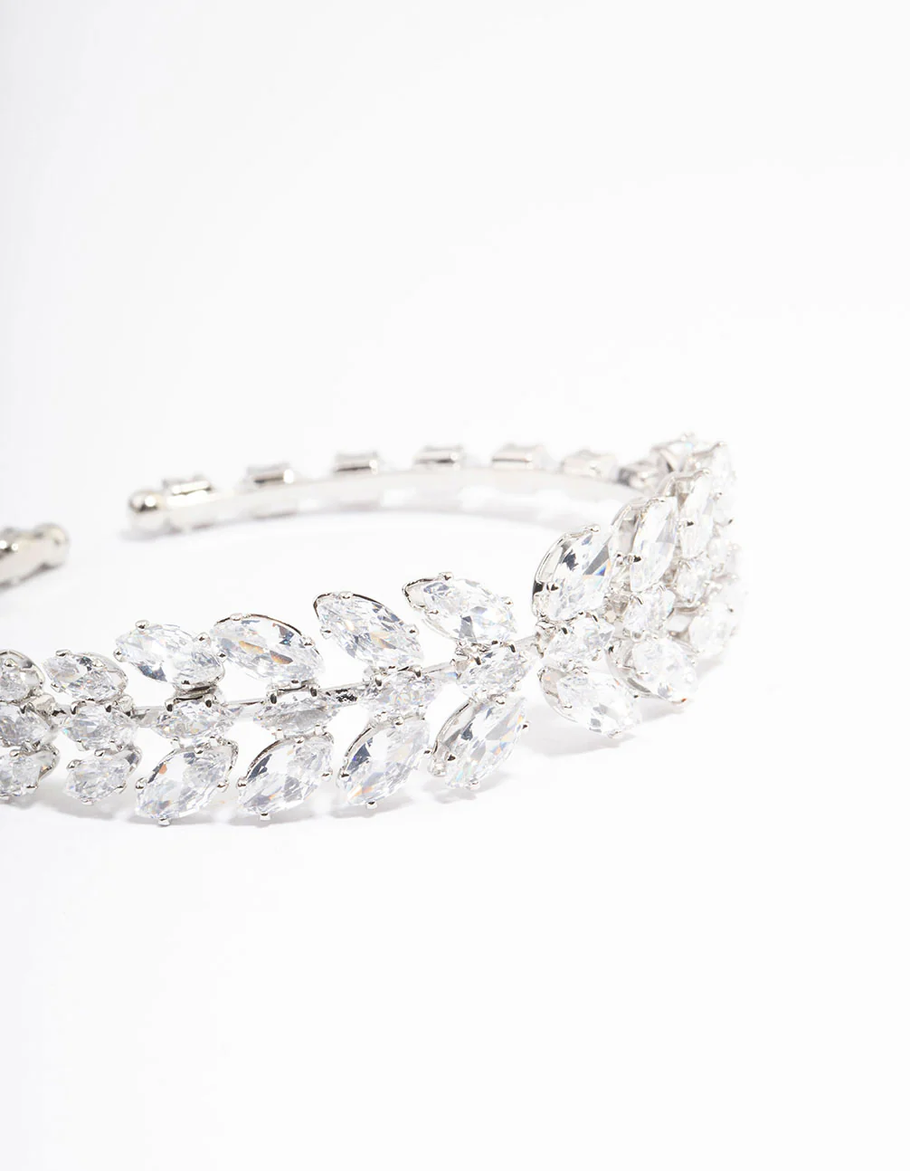 Silver Cubic Zirconia Statement Marquise Wrist Cuff - Image 2
