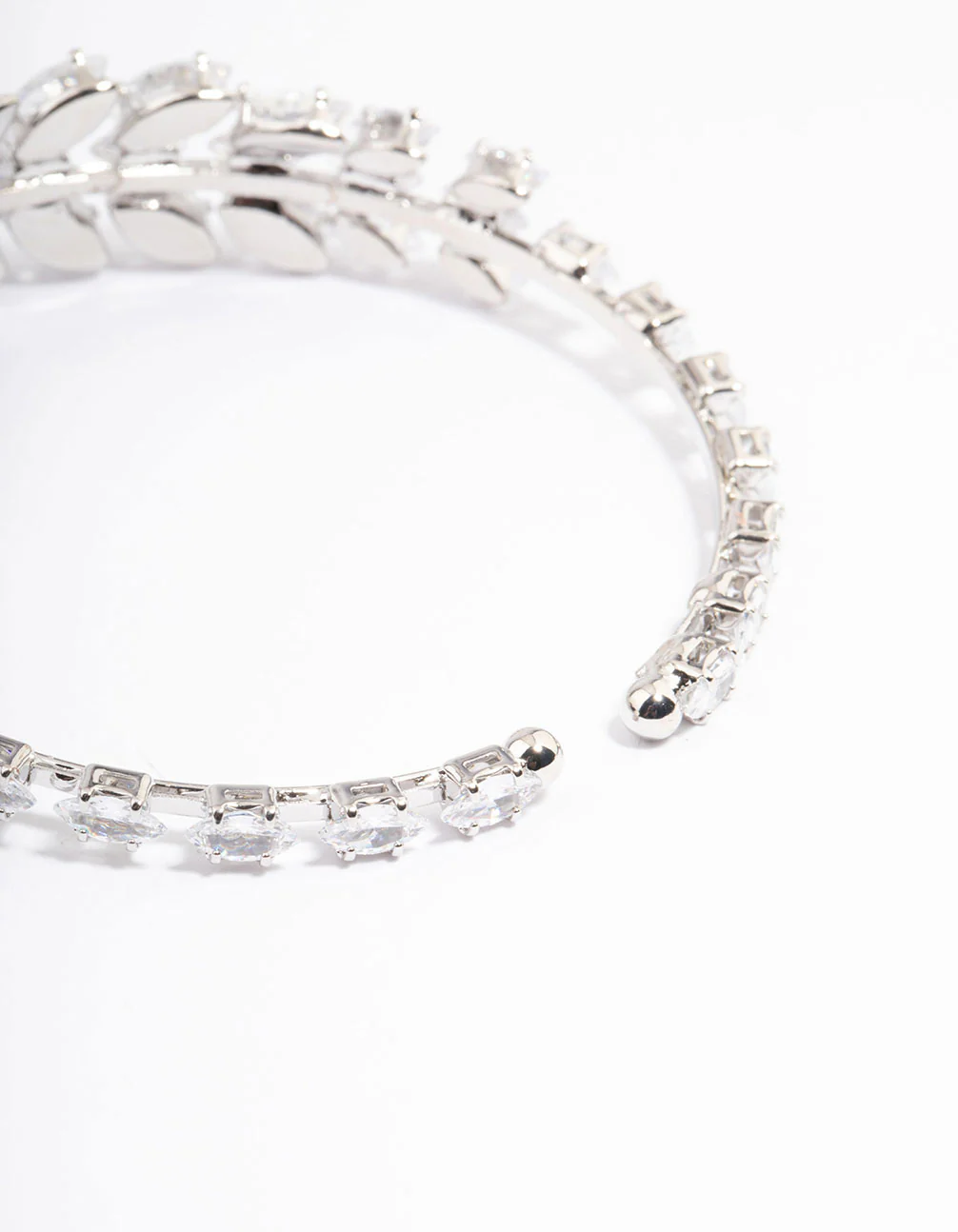 Silver Cubic Zirconia Statement Marquise Wrist Cuff - Image 3