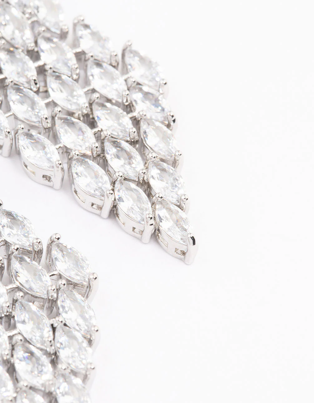 Silver Cubic Zirconia Teardrop Stone Drop Earrings - Image 3