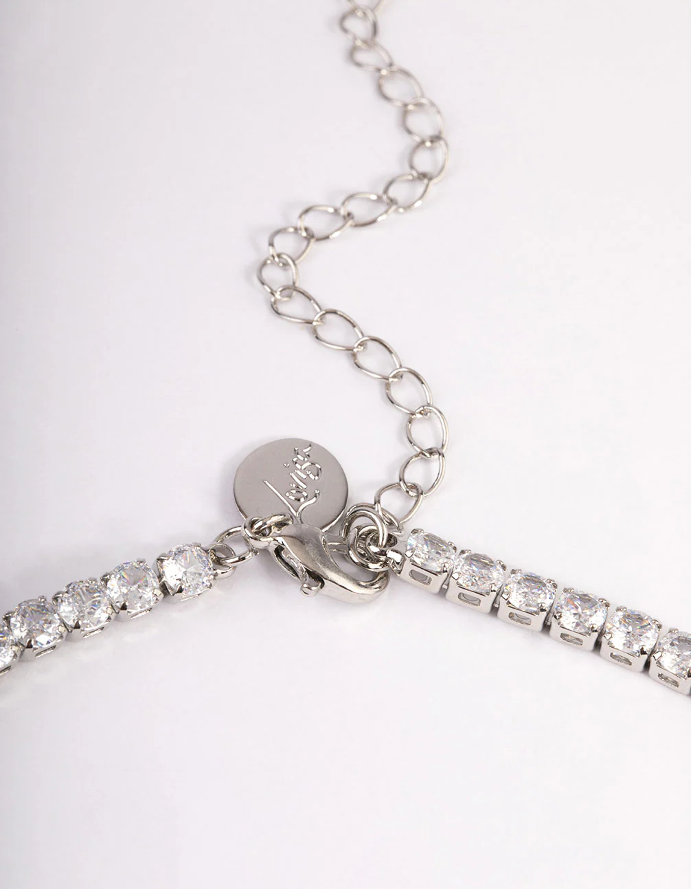 Silver Cubic Zirconia Thick Cupchain Y-Necklace - Image 3