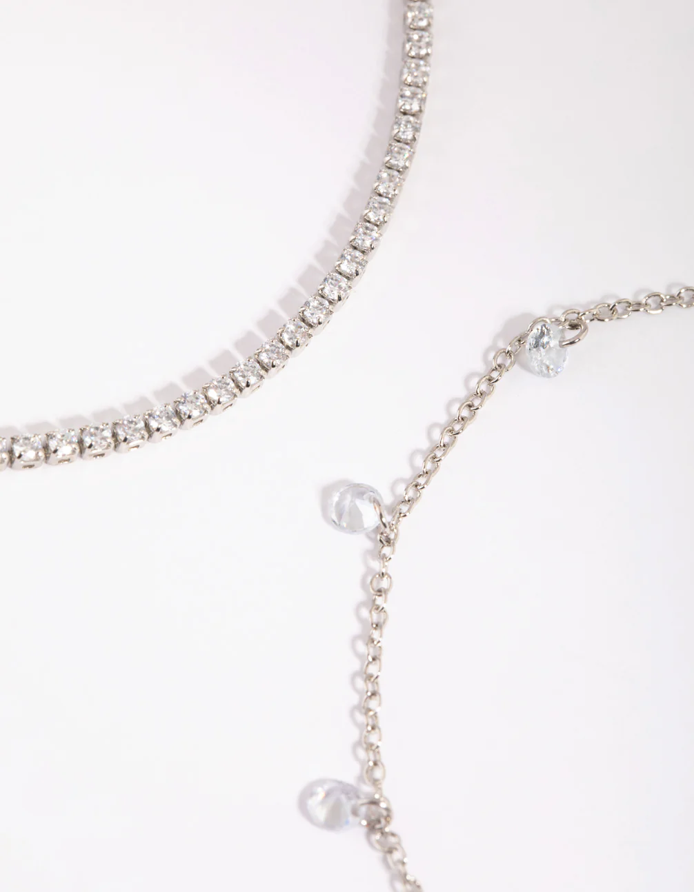 Silver Cubic Zirconia Tennis Anklet - Image 2