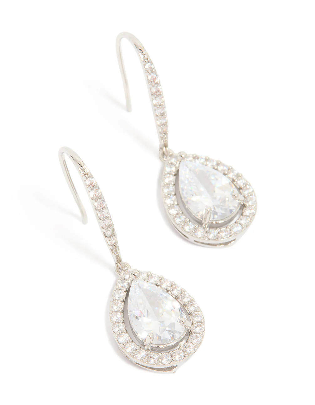 Silver Cubic Zirconia Teardrop Earrings - Image 2