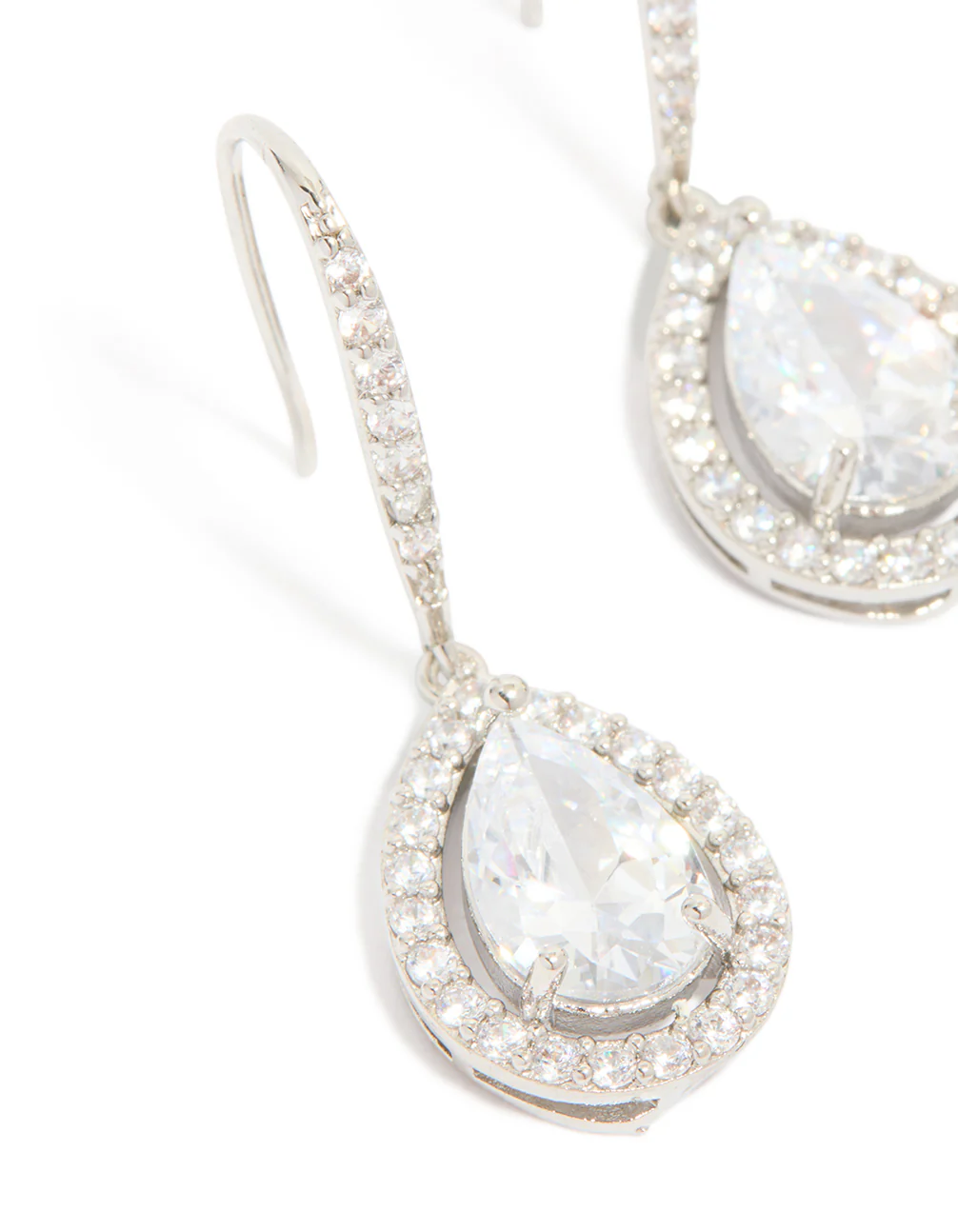 Silver Cubic Zirconia Teardrop Earrings - Image 3