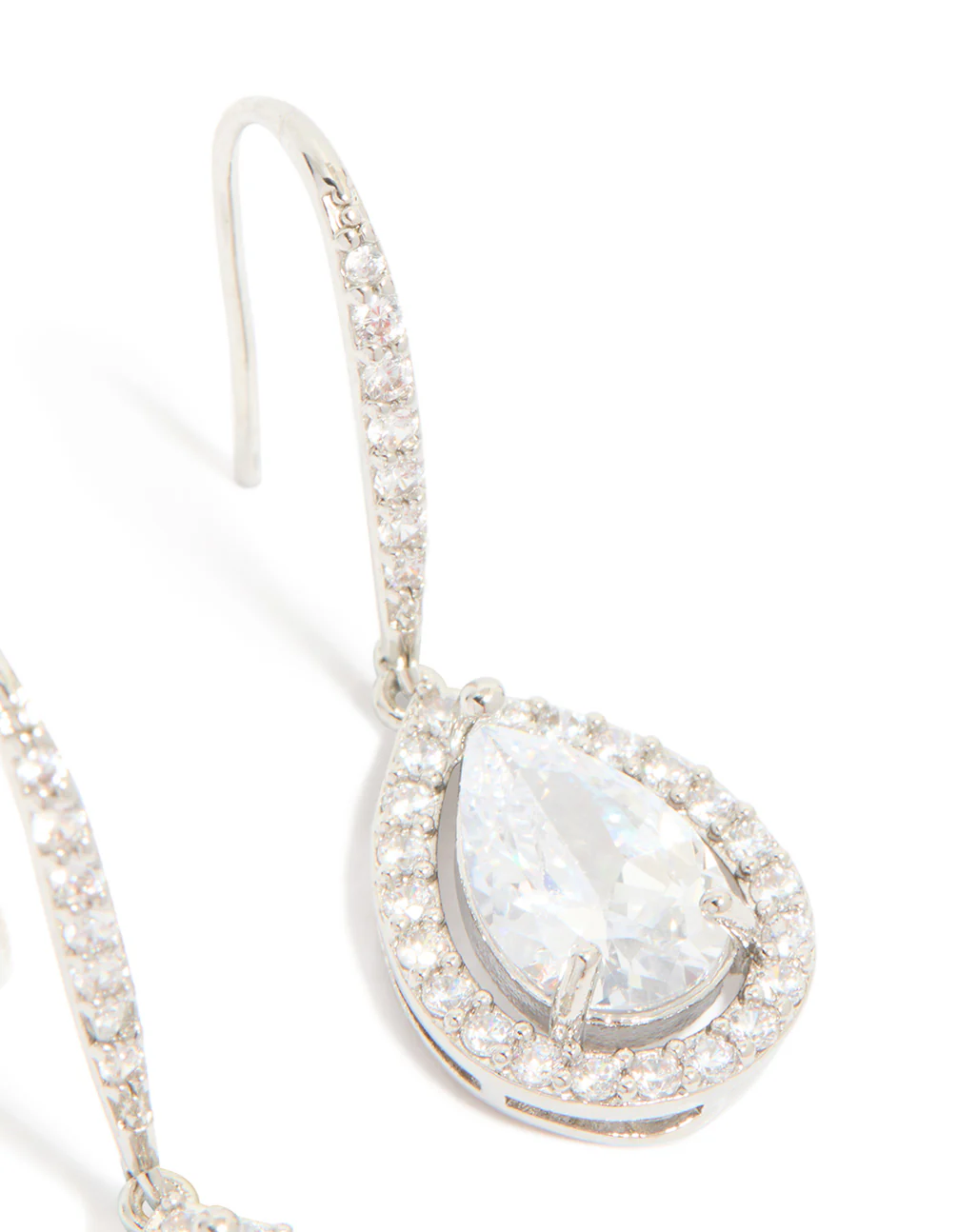 Silver Cubic Zirconia Teardrop Earrings - Image 4