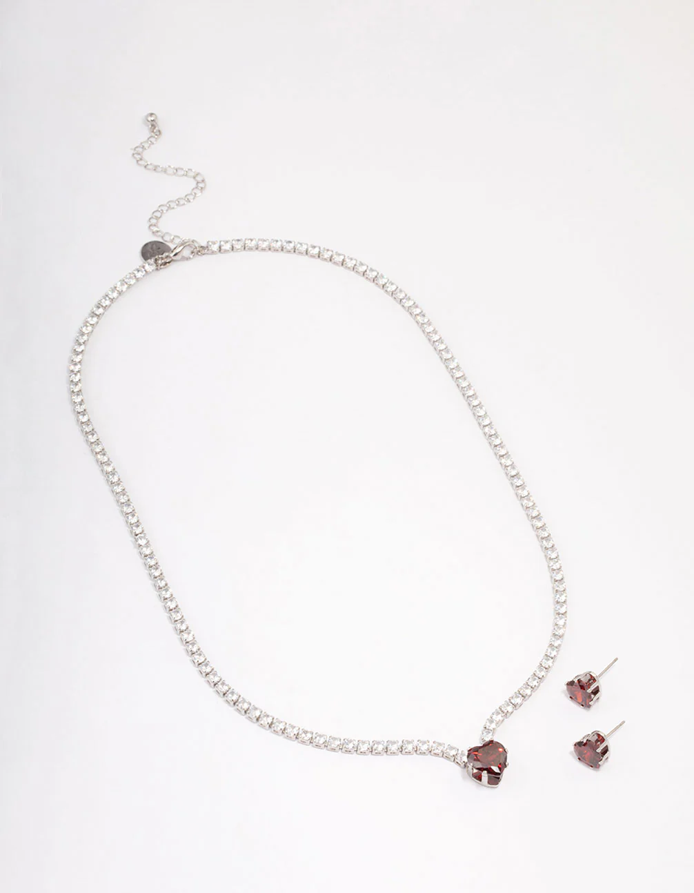 Silver Heart Pendant Earrings & Necklace Set - Image 2