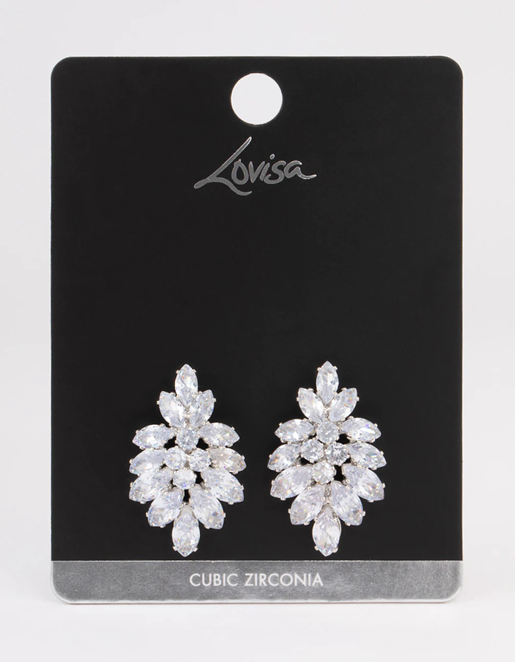 Silver Marquise Statement Stud Earrings - Image 3