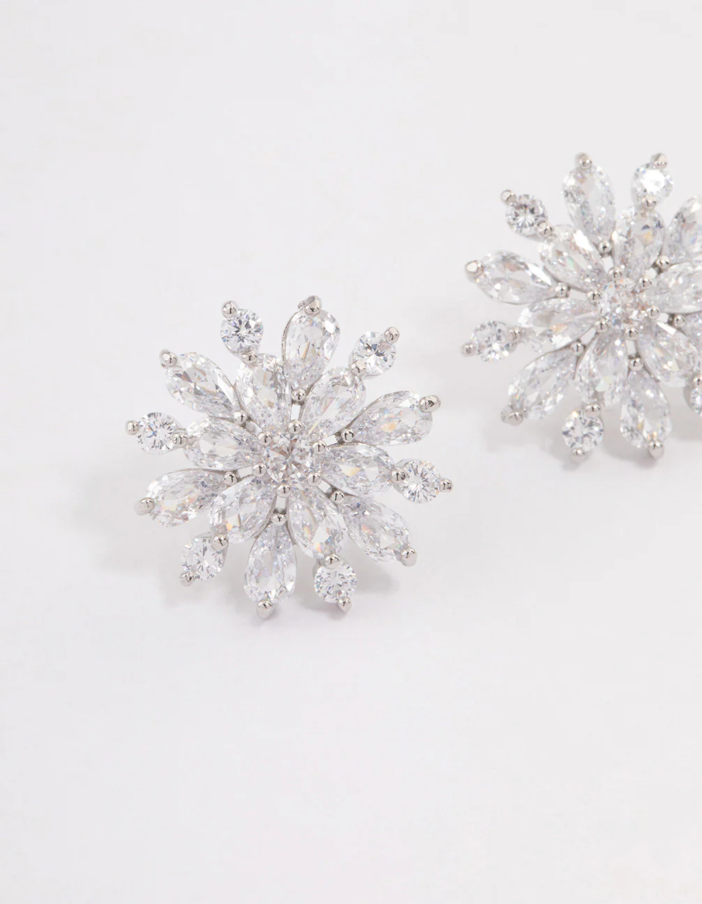 Silver Flower Stud Earrings - Image 2