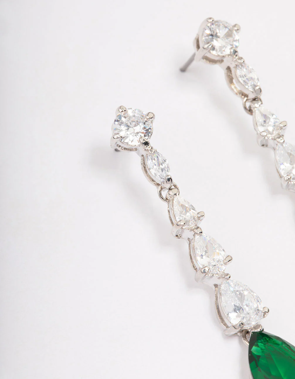 Silver Multi Cubic Zirconia Teardrop Earrings - Image 2
