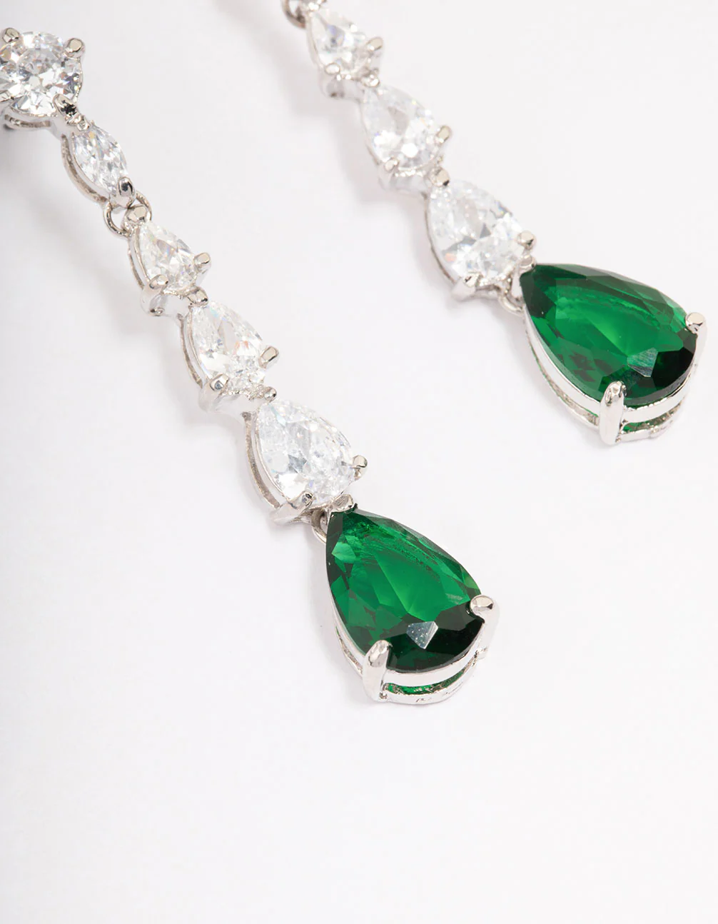 Silver Multi Cubic Zirconia Teardrop Earrings - Image 3