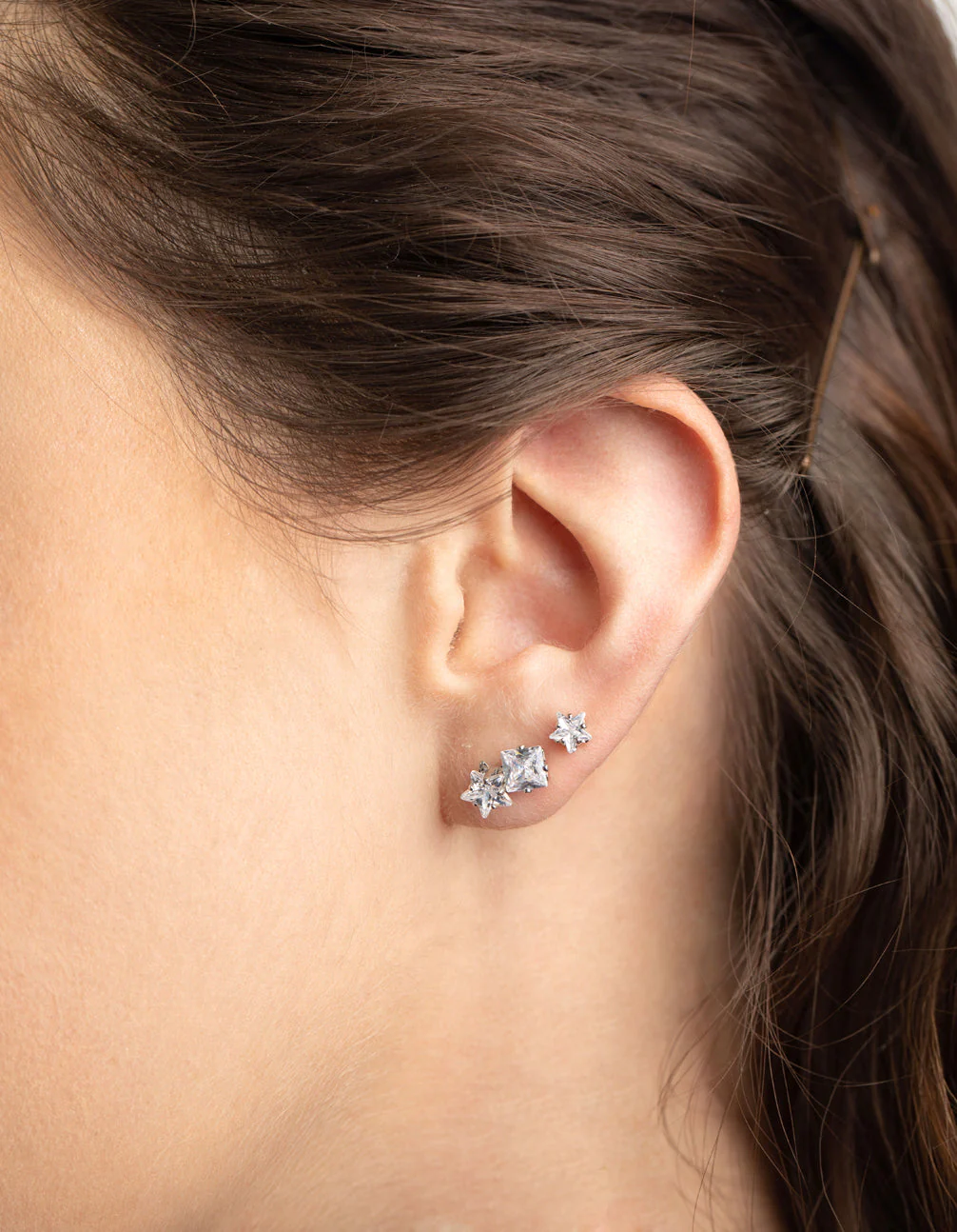 Cubic Zirconia Star & Square Earrings 6-Pack - Image 2