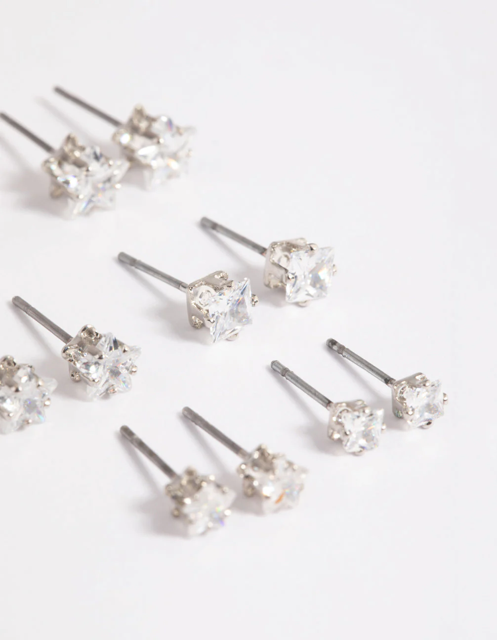 Cubic Zirconia Star & Square Earrings 6-Pack - Image 5