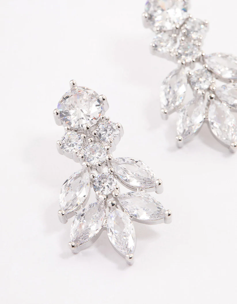 Silver Navette Mini Drop Earrings - Image 2