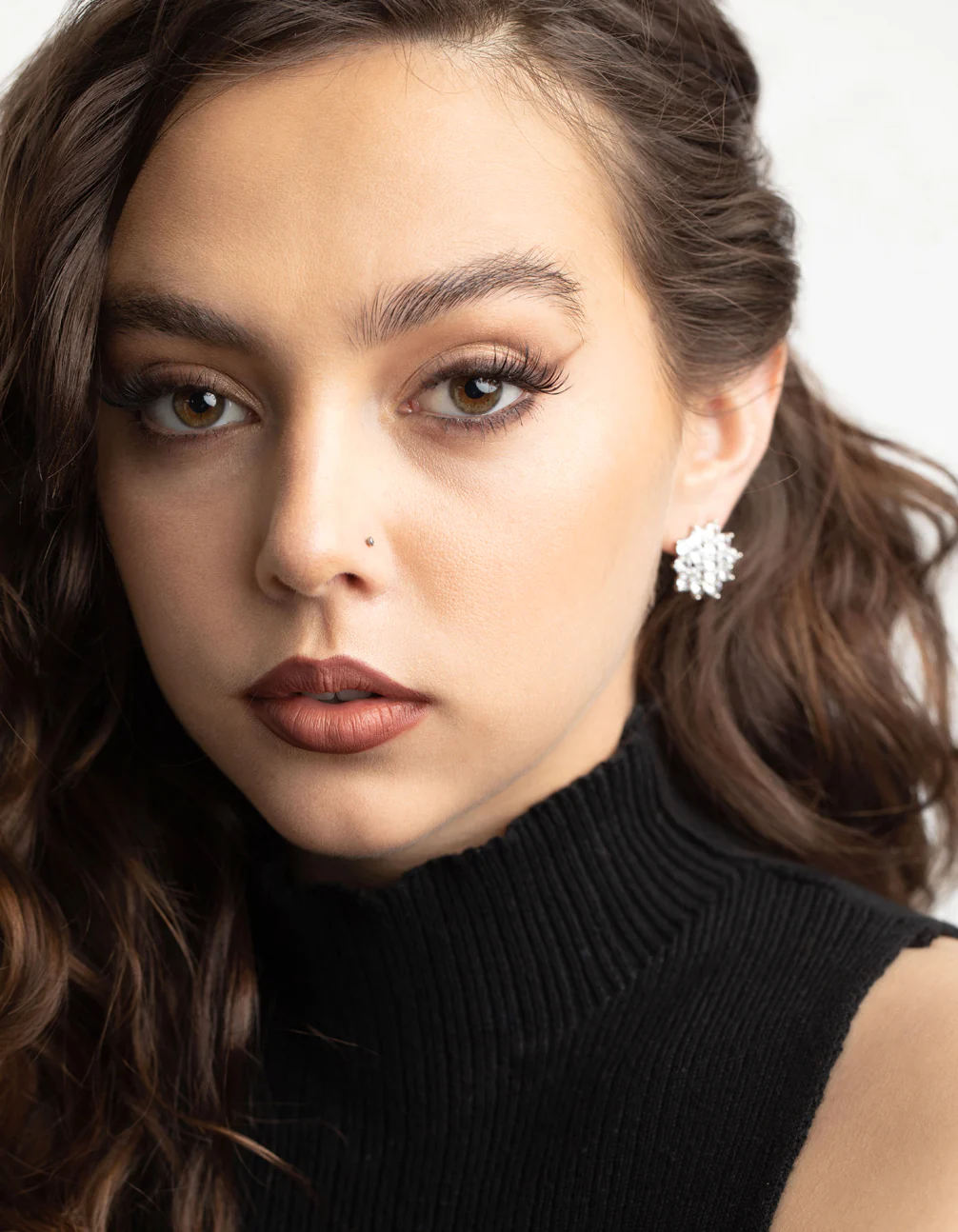 Silver Pave Flower Stud Earrings - Image 5