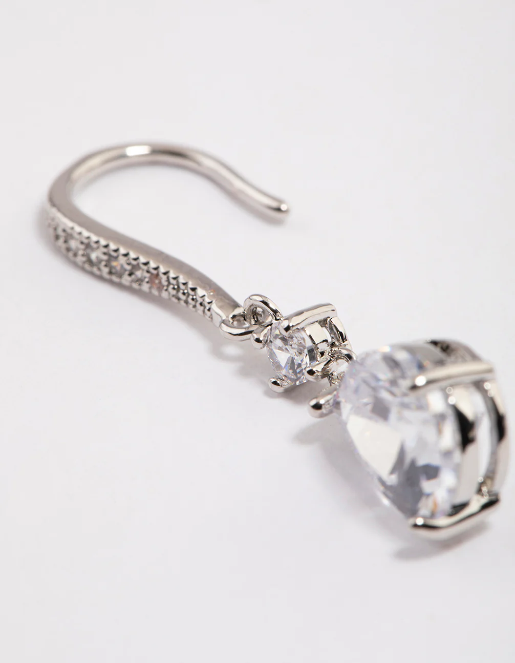Silver Pear Cubic Zirconia Earrings - Image 3